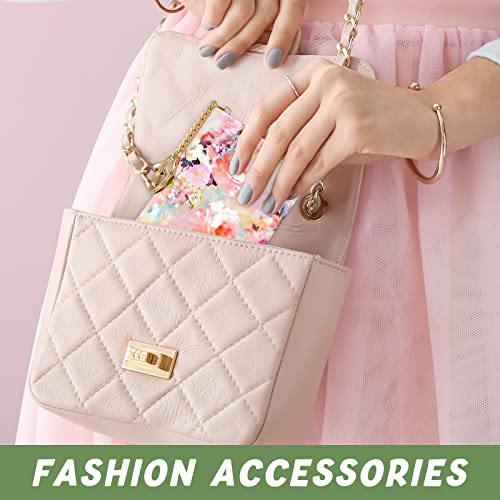 Image of Aiawoxc Credit Card Holder for Women, Small RFID Wallet Slim Leather Card Organizer Case with Zipper Keychain, Watercolor Flower