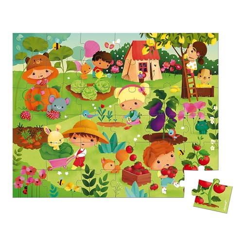 Janod, Puzzle Enfant Potager, 36 Pièces, Dès 4 Ans