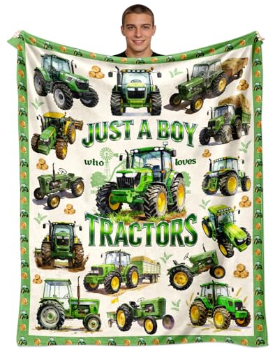 Tractor Blanket Gifts for Men Boys Soft Flannel Tractor Throw Blanket Tractors Stuff Merch Decor for Kids Adults 50x40