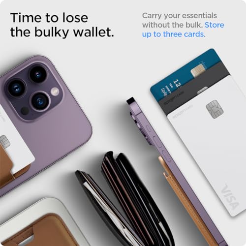 Image of Spigen Valentinus (Magfit) Magnetic Card Holder up to 3 Cards, Faux Leather MagSafe & Pixelsnap Wallet Compatible with iPhone 17 /16 /15 /14 /13 /12 Models, Pixel 10 Series - Brown