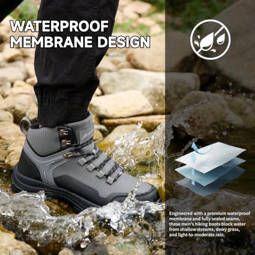 Image of Men's Waterproof Hiking Boots Mid Top Outdoor All-Terrain