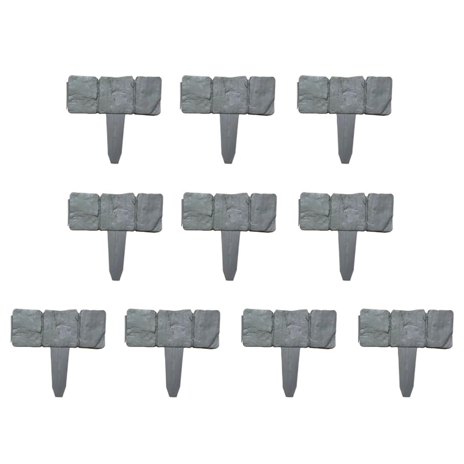 Bordura de Jardín de Plástico Garden Edging Border Stone Fence Lawn for Landscape Yard Plant Flower Bed Plastic Fencing(10PCS Grey)