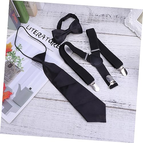 3pcs Boys and Girls Tie Set Boy Girl Suspenders Elastic Bow Tie Necktie for Solid Comfortable Easy to Wear3