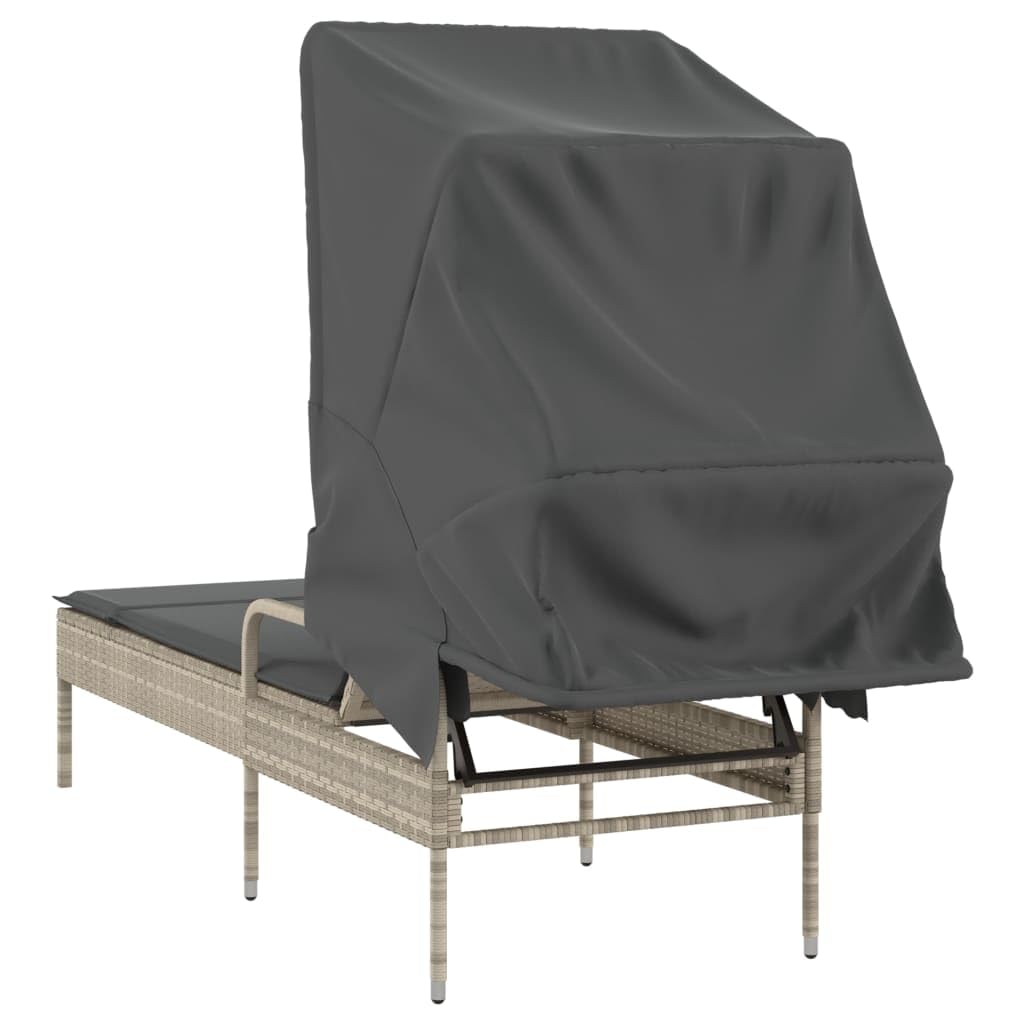 Rantry Lettino Prendisole con Baldacchino Grigio Chiaro in Polyrattan Mobili, Lettini Prendisole, Divano Letto Mobili, Lettini da Giardino, Lettino da Piscina, Lettino Prendisole da Giardino