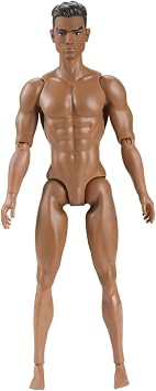 1/6 Scale Action Figure Multi Jointed Posable Male Muscular Action Figure Body with Head for Display Doll Collection, Brown