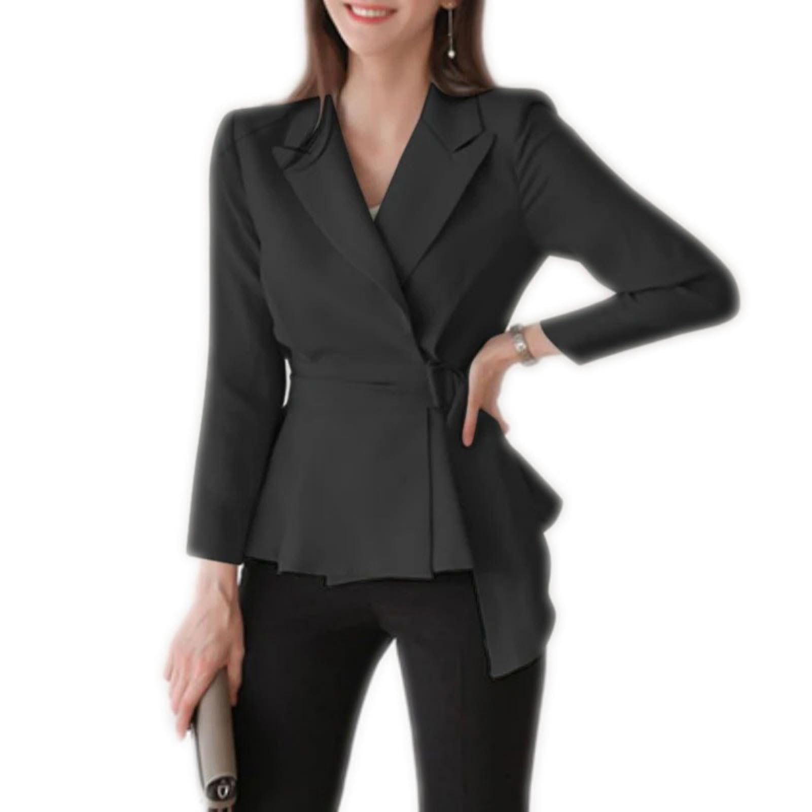 Dawery Women Autumn Blaser Elegant Long Sleeve Solid Color Coats Sexy Lapel Neck Outwears Suits Oversized