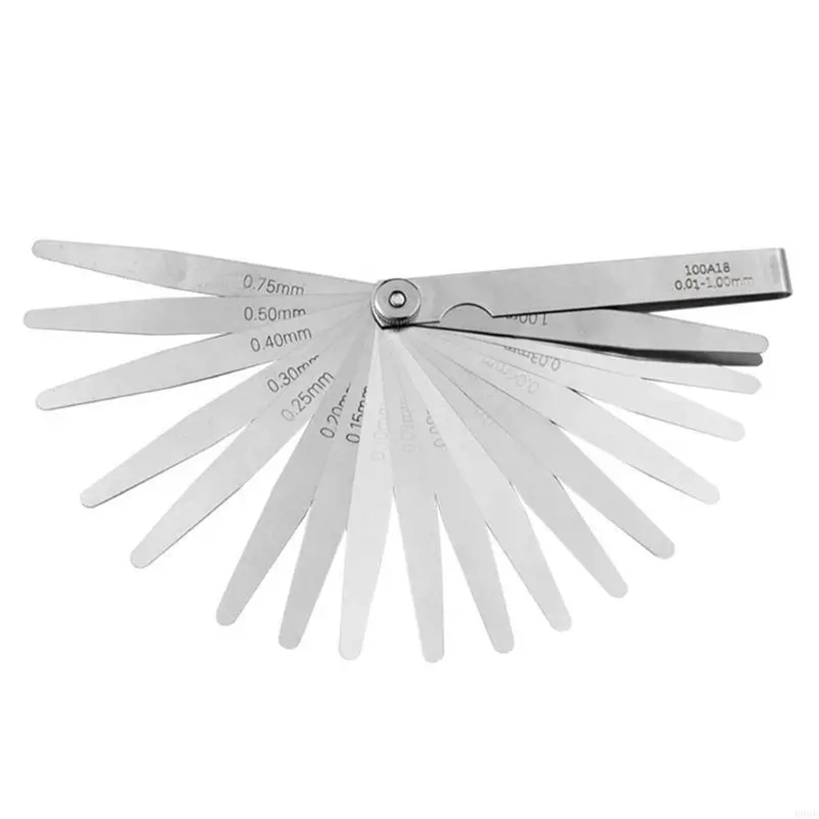 Feelers Gauges Tapered Set Stainless Steel Thickness Narrow for Measuring Gaps Width(100A18 0.01 to 1mm)