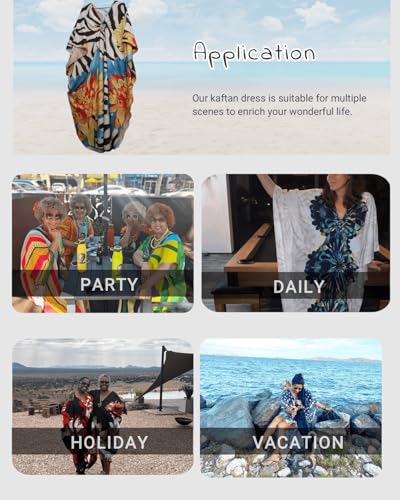 RanRui Floral Kaftan Dresses for Women Plus Size Beach Cover Up Silk Kaftans with Batwing Sleeves2