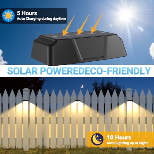 Image of Solar Fence Lights Outdoor, RGB Changing Solar Lights for Fence | 10 Color Modes, Ip65 Waterproof, Auto On /Off, Solar Powered Outdoor Lights for Garden, Patio, Pool, Deck, Holiday Decor(12p)
