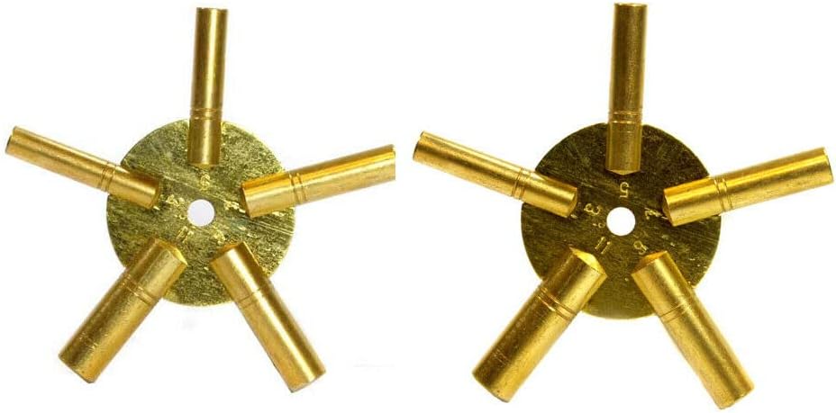 Sluice Monkey 2 Pc Clock Winding Brass Key Set Even & Odd Numbers Universal Wall Clock Keys