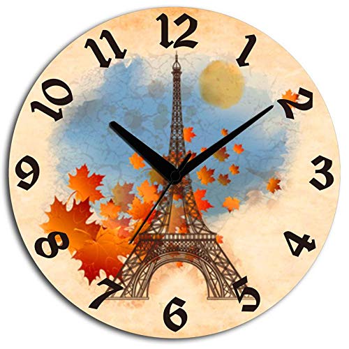 Buy Studio Shubham Wooden Vintage Eiffel Tower Wall Clock (29 cm x 29