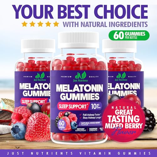Melatonin-10mg-Gummies-with-10mg-of-Melatonin-Per-Gummy-60-Servings-Maximum-Strength-Sleep-Aid-for-Adults-Gluten-Free-Non-GMO-Vegetarian-Great-Tasting-Mixed-Berry-Flavor-60-Gummies