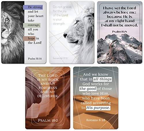 The Lord is My Strength Scripture Magnets, Bulk Set of 5 Inspirational Christian Fridge Magnets for Men & Women, Religious Bible Verse Tokens for Whiteboards, Classrooms, & Memorization
