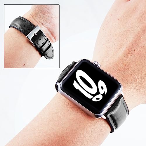 Image of BINLUN Leather Silicone Bands Compatible with Apple Watch 38mm 40mm 41mm 42mm 44mm 45mm 46mm 49mm Sweatproof Replacement Strap for iWatch 11 /10 /9 /8 /7 /6 /5 /4 /3 /2 /1 /Ultra /SE Men Women