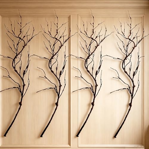 4pcs 63inch Realistic Artificial Bendable Black Spooky Tree Branches Crafts Fake Curly Wood Limbs Wall Hanging Grape Vines Twig Garland for Creepy Halloween Room Home Garden Party Arch Decoration