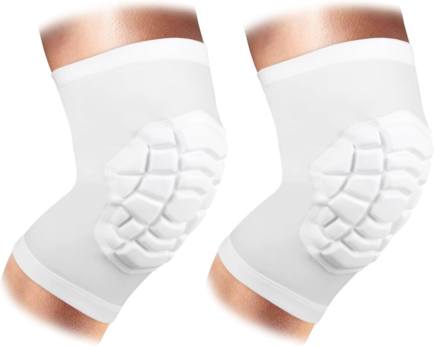 ZODEYIWrestling Knee Pads Short Knee Sleeve, 2 Pcs Knee Compression Sleeve for Football, Basketball, Volleyball(White_XS_2 Pcs)