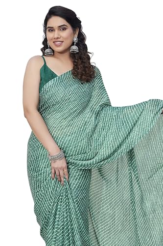 Image of MIRCHI FASHION Saree for Woman Chiffon Shibori Printed | Lightweight Regular Use and Professional Office Sari with Blouse Piece