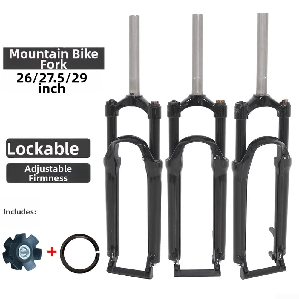 Horquilla delantera mecánica de aleación de aluminio para MTB con función de bloqueo, rebote ajustable y manejo sensible (66.0 cm gris)