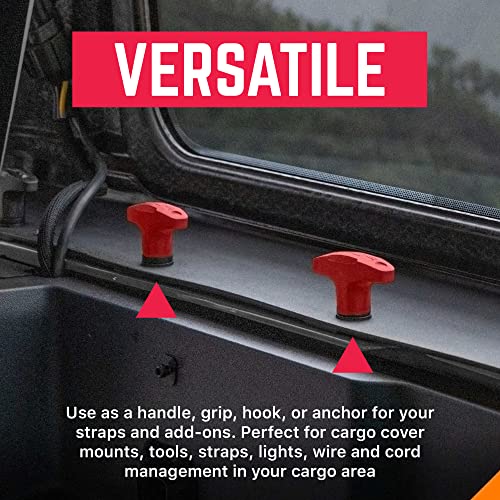 Image of GPCA Quick Release Tie Down GP Anchor PRO w /Nut, Wrangler JK 2007-2018 | T-Handle, Jeep JK Hardtop Bolts & Cargo Hooks, M8 25mm Thumbscrew, Jeep Wrangler Accessories (6PC, Red)