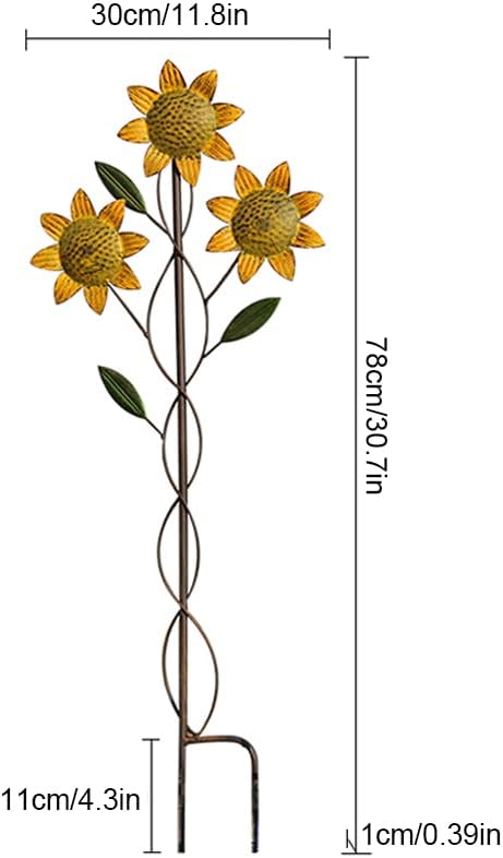 Metal Sunflowers Garden Trellises for Climbing Plants,Retro Style Metal Fence Trellis Pack of 2,11.8 * 30.7in(L *H)