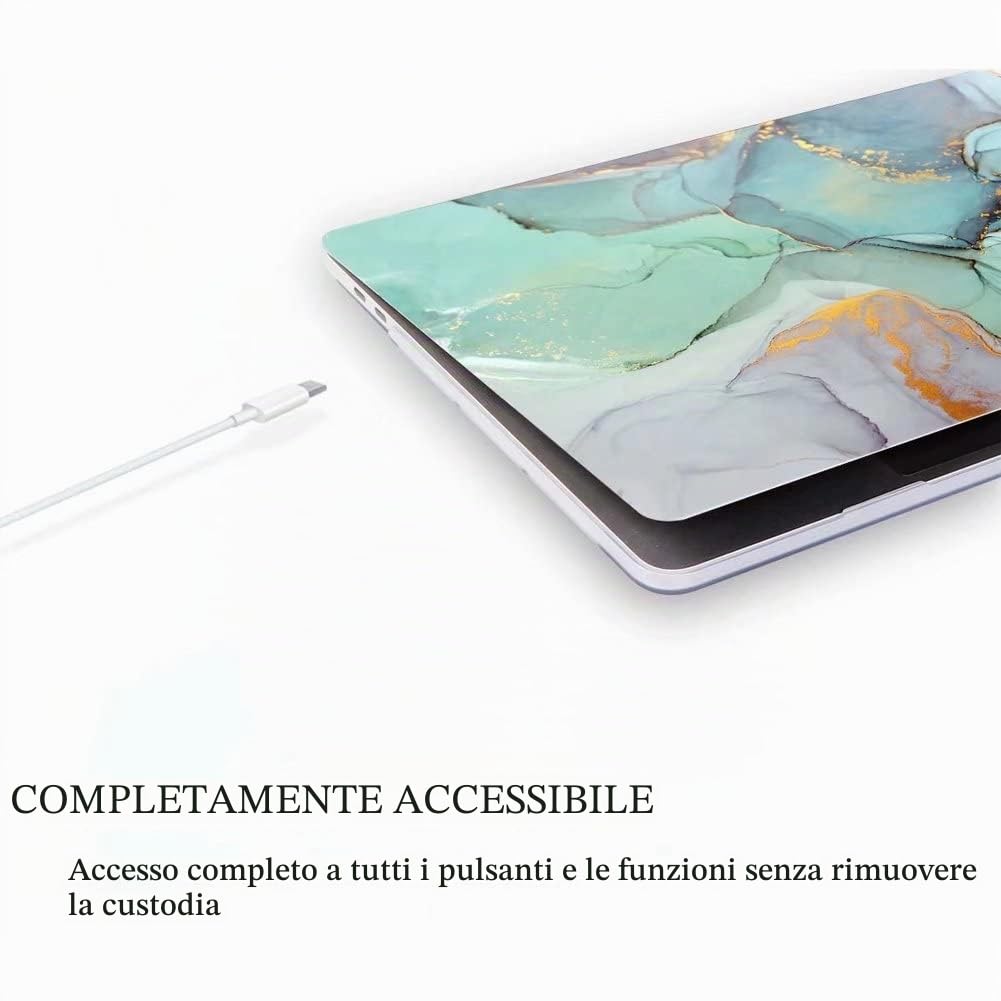 Fancity Custodia Compatibile con MacBook Pro 16 2026 2025 2024 2023 2021 (M5 A3428 A3429 M4 A3403 A3186 M3 A2991 M2 A2780 M1 A2485 Pro/Max) - Custodia Rigida in Plastica, Marble Green