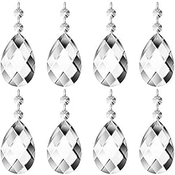 Lamparas Lagrimas Antiguas JaneYi (12 Piezas) 48 mm Colgante de Cristal en Forma de Lágrima Claro Prisma de Cristal Atrapasoles con 12 Perlas Octagonales y Anillos para Araña Lámpara Florero Jardín Navidad Boda Decoración