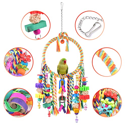 image for KATUMO Bird Toys, Bird Swing Toy Bird Perch with Colorful Chewing Toys