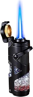 JCFHQGHR Encendedor de Llama Azul de Metal a Prueba de Viento, Encendido por balancín, Llama Ajustable y Recargable, Adecuado for Barbacoa, Exteriores, Regalo for Hombres(D)