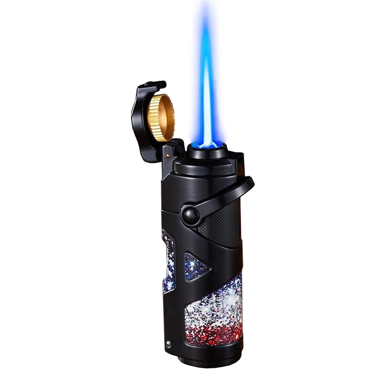 Encendedor de llama azul recargable como regalo elegante para hombre con brazo móvil