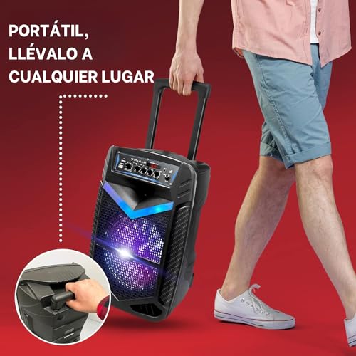 Pyle sistema de altavoces, PA, 600W, Bluetooth, portatil, recargable, exteriores, subwoofer de 10”, Tweeter de 1”, función de grabación, micrófono, luces de fiesta, Radio USB/SD - imagen 6