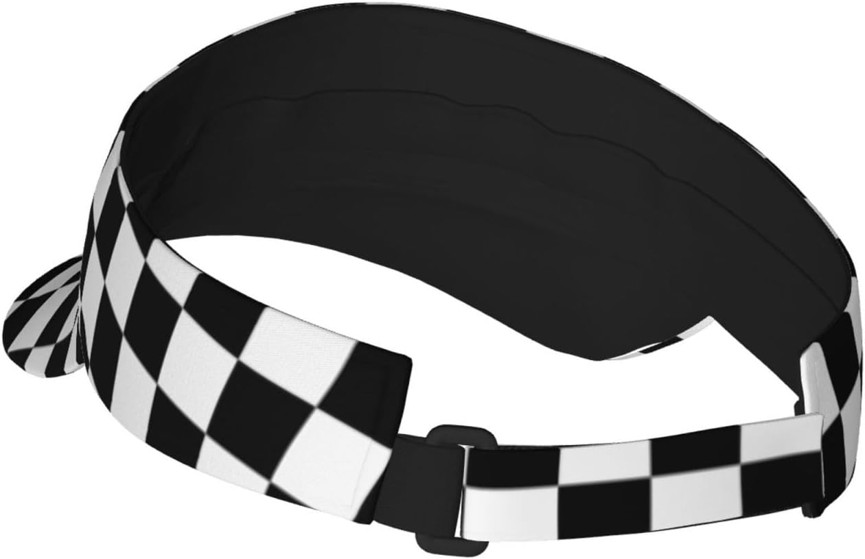 Sun Visor Hats for Women Black and White Plaid Sunscreen Hats,Sport Empty Top Baseball Sun Cap, Tennis Visor, Golf Visor