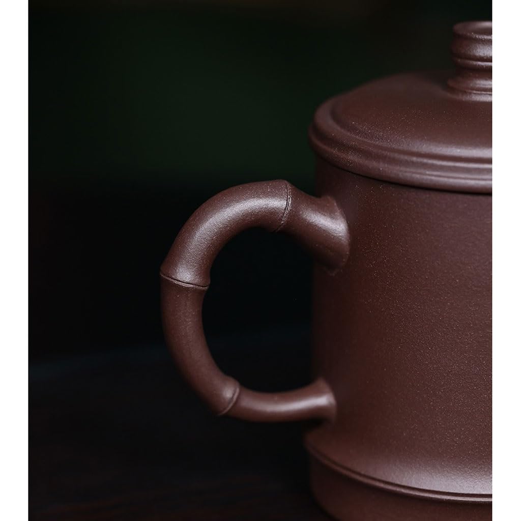Taza de Té Taza de Arcilla Morada de 400 ml, Gran Capacidad for Separar el té y el Agua, Taza con Tapa Tallada a Mano, Taza de té con Personalidad Informal Difusor de Té