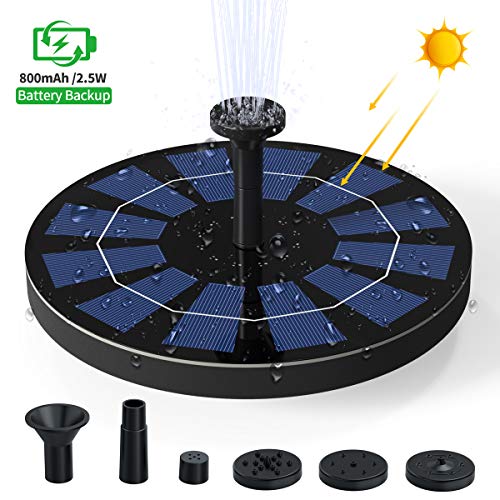 Ankway Solar Fountain Pump for Bird Bath with Battery 2.5W Solar Garden Fountain Floating Solar Powered Water Fountain Pump for Small Pond, Fish Tank, Pool, Aquarium