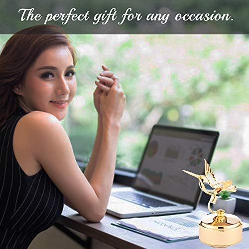 Miniatura 7 de Matashi Caja de música chapada en oro de 24 quilates con figura de colibrí tachonada de cristal centro de mesa decorativo para sala de estar regalo