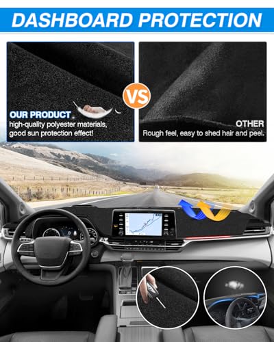 CARTIST Dashboard Mats Compatible with Toyota Sienna 2021 2022 2023 2024 2025 Accessories Dashboard Cover Mat Non-Slip Carpet Sunshield Anti-Glare UV Rays - Thumbnail 5