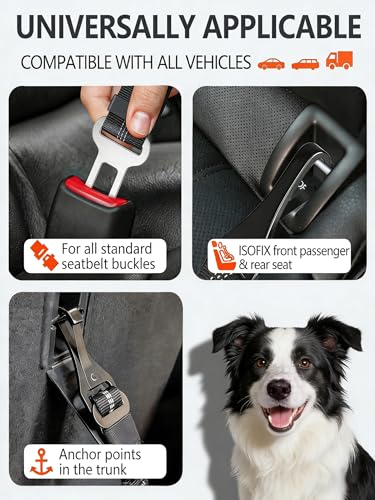 TRIPOLACO Hundegurt fürs Auto - Verstellbarer Anschnallgurt mit Rückdämpfung- Sicherheitsgurt mit ISOFIX Anschluss für Alle Hunderassen & Autotypen