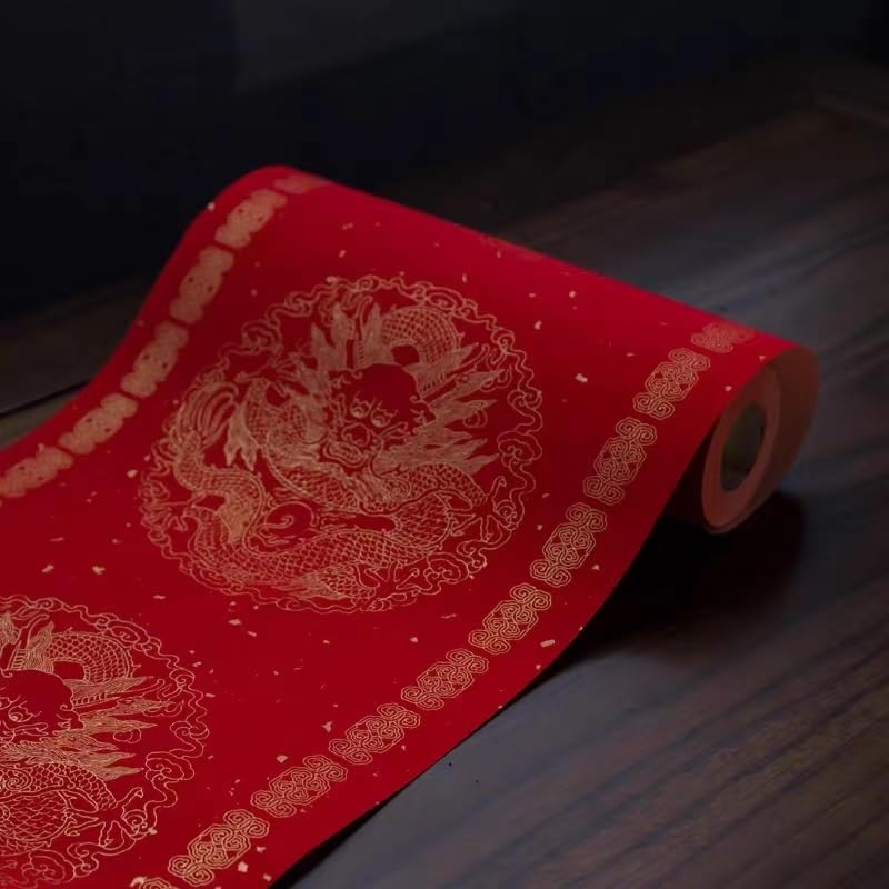 Antytetyczny, noworoczny dwuwiersz na drzwi, 1 rolka wiosenny dwuwiersz papierowy DIY dwuwiersz czerwony Jin długi papier papier Xuan decoupage papier ryżowy chiński papier do kaligrafii pisanie dwuwi