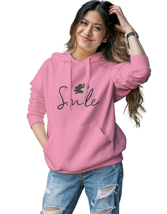Image of Women's Printed Fleece Hoodie Sweatshirt | Soft Warm Winter Hooded Top for Women & Girls
