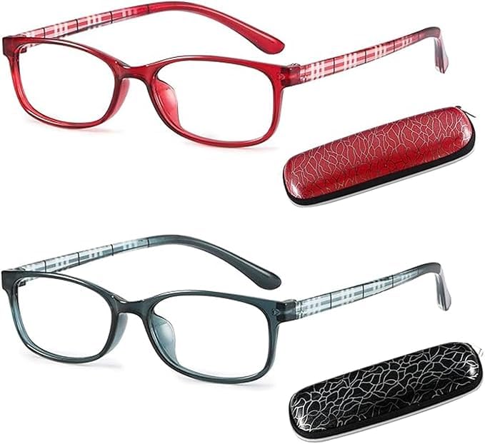 JiSoo Reading Glasses Women 1.0 - Small Ladies Reading Glasses, Flexible Lightweight Cute Womens Readers 2Pack,Red+ Grey - Image 2
