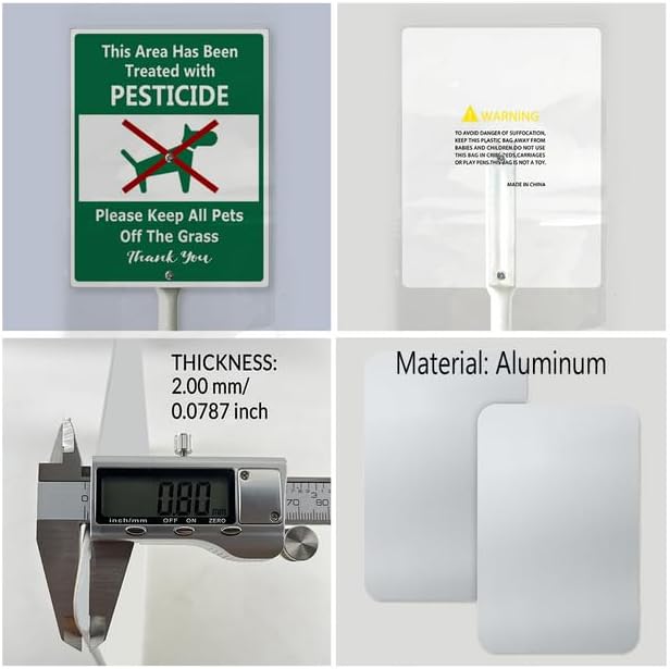 Area Treated with Pesticides, Keep Pets Off Grass Signs for Yard with Stake, Sturdy Aluminum Sign Rust Free, Sign Decoration for Yard Garden Lawn Outdoor 7"×8.8" - Image 6