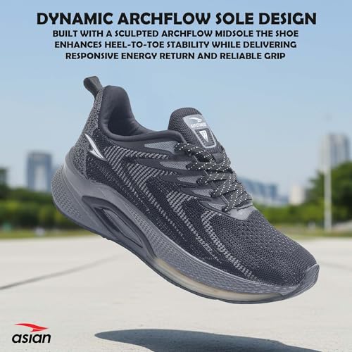 Image of ASIAN Powerplay-31 Men's Running Shoes | Wave-Tech Knit Upper with AeroFlow Side Panels | EVA Midsole | Fish-Scale Yarn | Stylish Athletic Sneakers