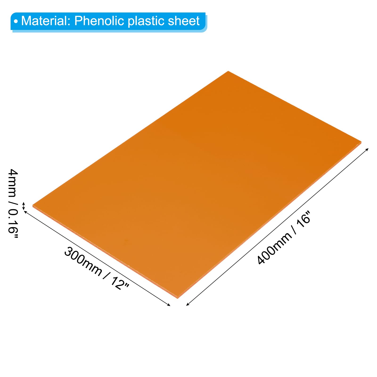 PATIKIL 400x300x4mm Phenolharz Kunststoffplatte 1 Stück Resin Laminierte Platte PCB Für Elektrische Elektronische Vorrichtungen DIY Und Bastelarbeiten Orange Rot
