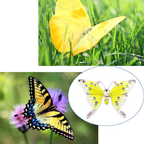Image of FEELMEM Crystal Rhinestone Butterfly Brooch Pin Blue Color Butterfly Brooches for For Women Wedding /Banquet /Birthday Party