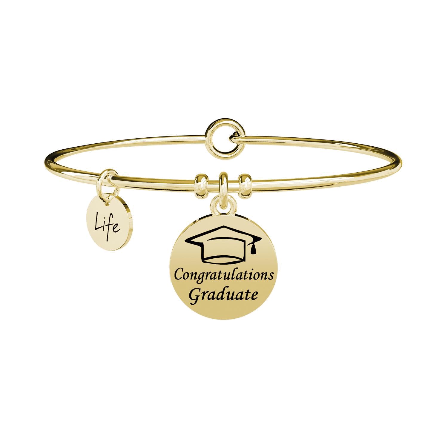 KIDULT Bracciale Elastico Donna Laurea 'Happy Graduation' – Acciaio 316L E Pietre Multicolor