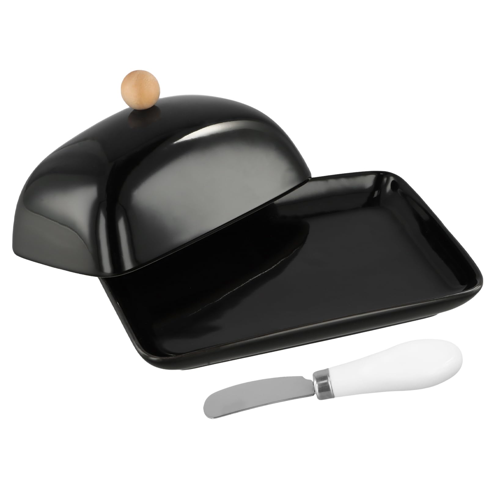 Beurrier Céramique Hermétique Avec Couvercle Et Couteau – Motif Pierre Élégant Blanc Pour Cuisine Moderne