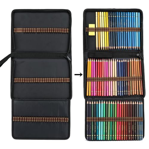 Image of YOUNGCOL 72 Slots Colored Pencil Case Pencil Holder Color pencil organizer Storage (Black)