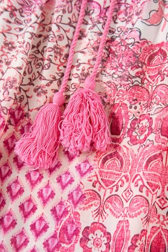 CHARTOU Women Boho Floral Print Patchwork Skirt Flowy Maxi Long Beach Vacation Skirt4