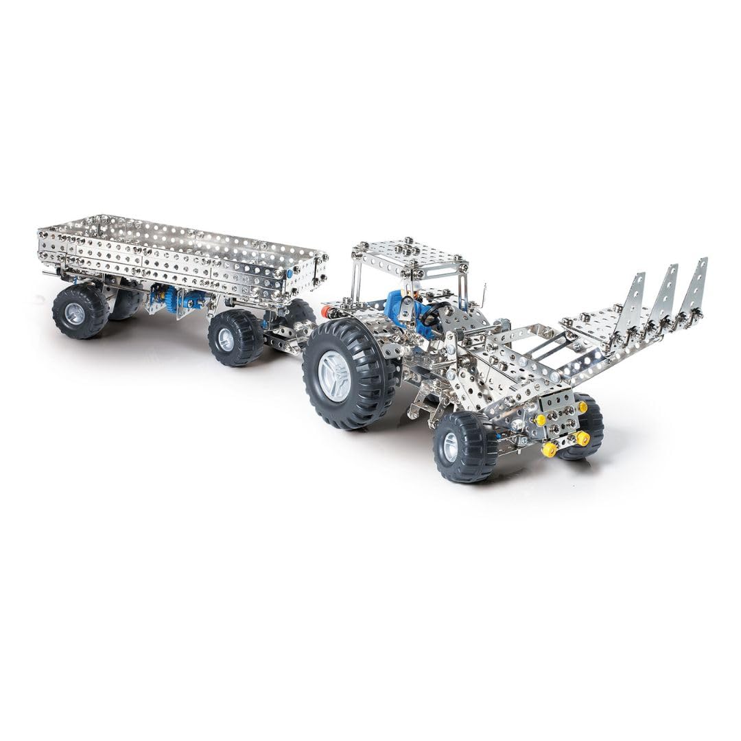 Eitech Mähdrescher & Traktor mit Anhänger - Metallbaukasten 00016 | 1.000+ Teile, Konstruktionsspielzeug, Bausatz Kinder 8 9 10 Jahre, Geschenk Mädchen Junge, Metall Baukasten, Stabilbaukasten