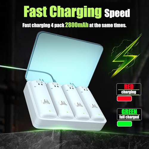 Image of Charger Station Compatible with Wii U Remote Battery & Wii Battery Pack, 4Pack Rechargable Batteries Compatible with WiiU Wii Remote Controller