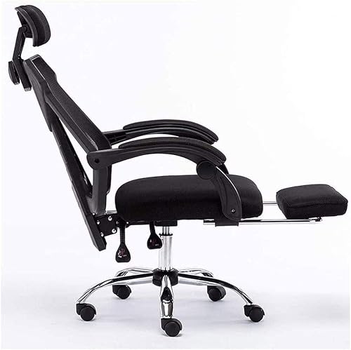 Miniatura 3 de Silla de oficina ergonómica ajustable con soporte lumbar y ruedas de respaldo alto con cojín de asiento grueso de malla transpirable